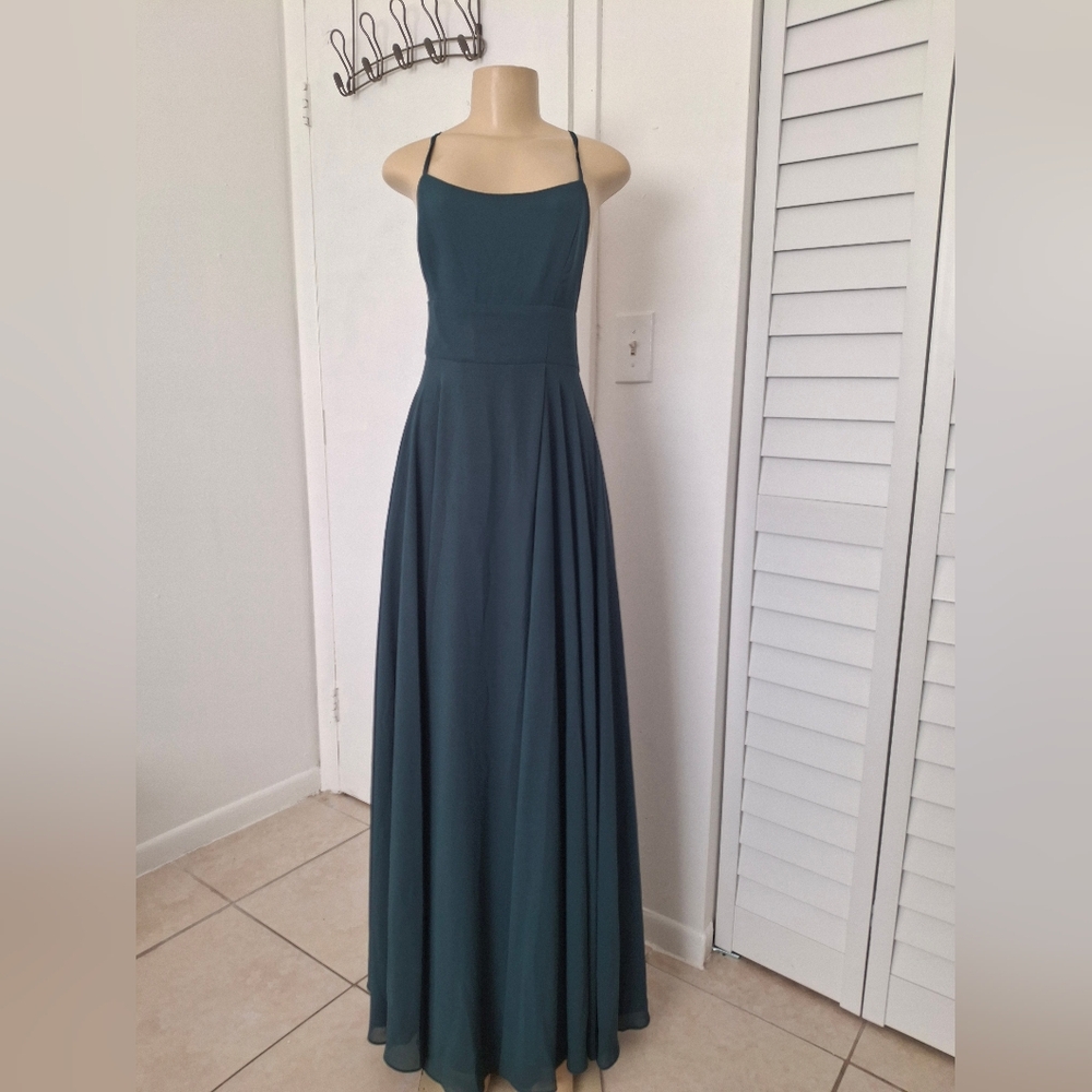 💋Lulu's Deep Teal Spaghetti-Strap Maxi Dress💋